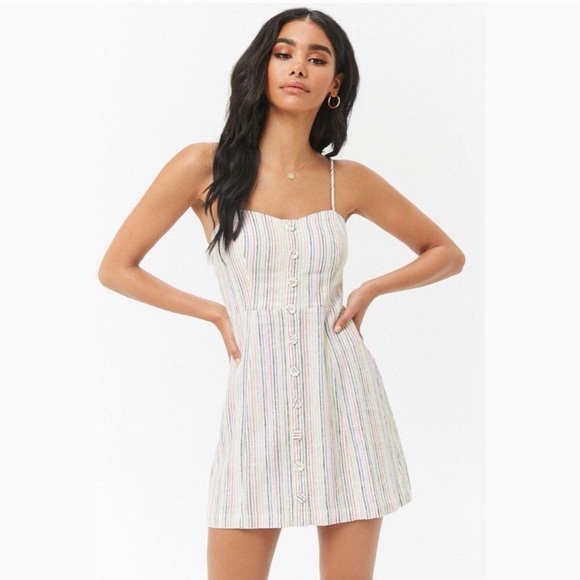 Forever 21 Dresses & Skirts - Forever 21 rainbow stripe linen dress